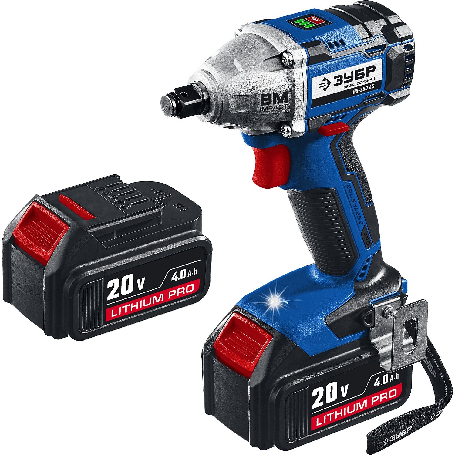 Ударный бесщеточный гайковерт, 2 АКБ (4 Ач), в кейсе GB-250 A5
