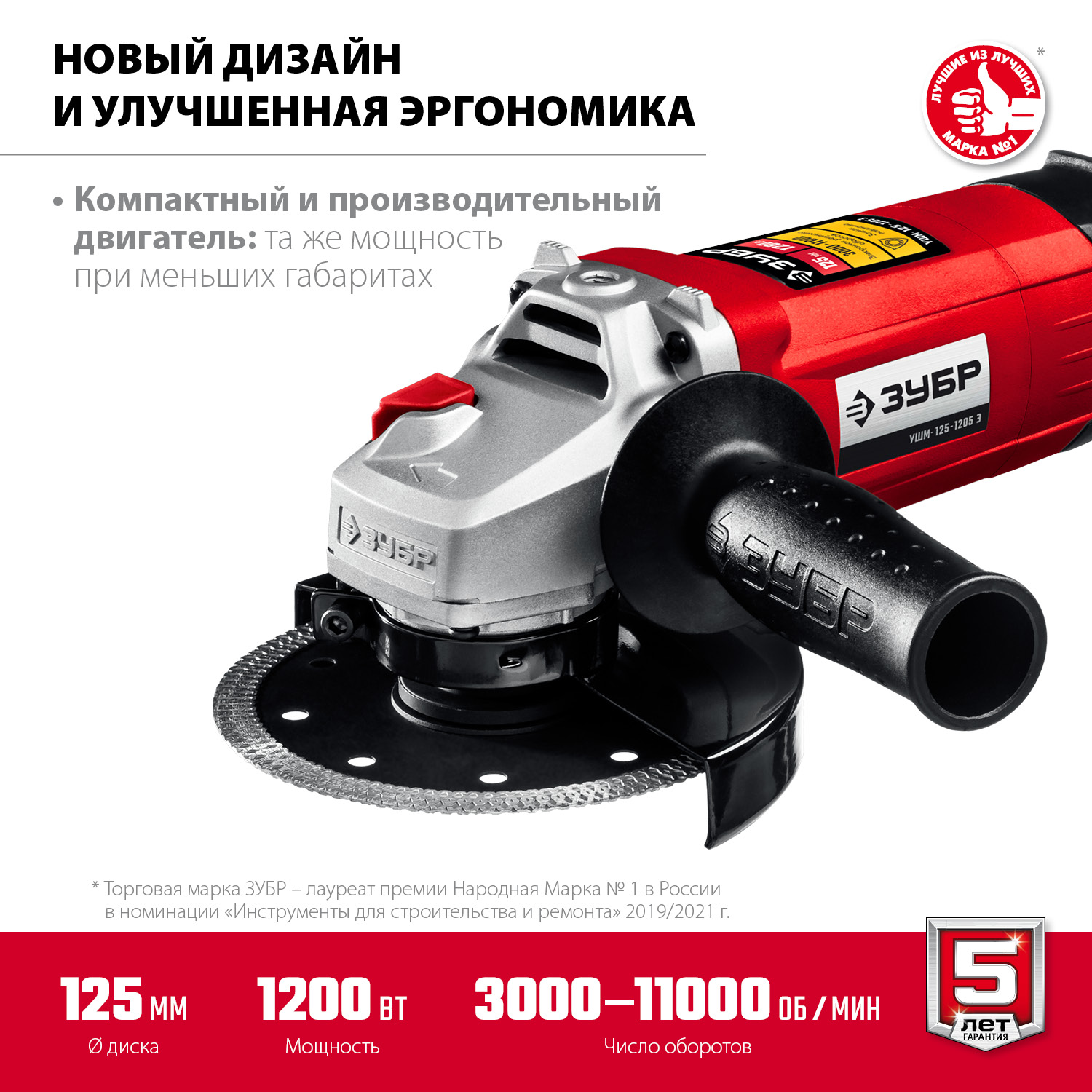 УШМ (Болгарка) с регулировкой оборотов, 125 мм, компакт УШМ-125-1205 Э