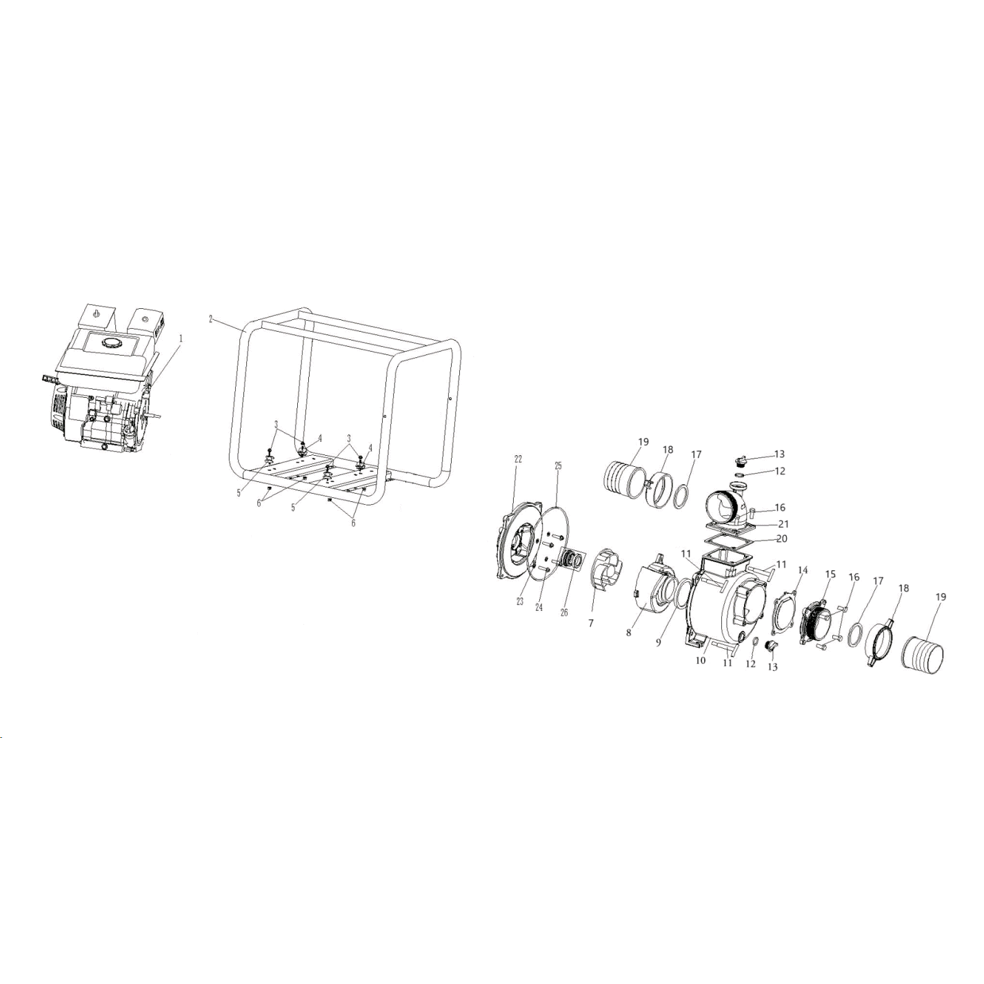 Мотопомпа бензиновая для грязной воды МПГ-1800