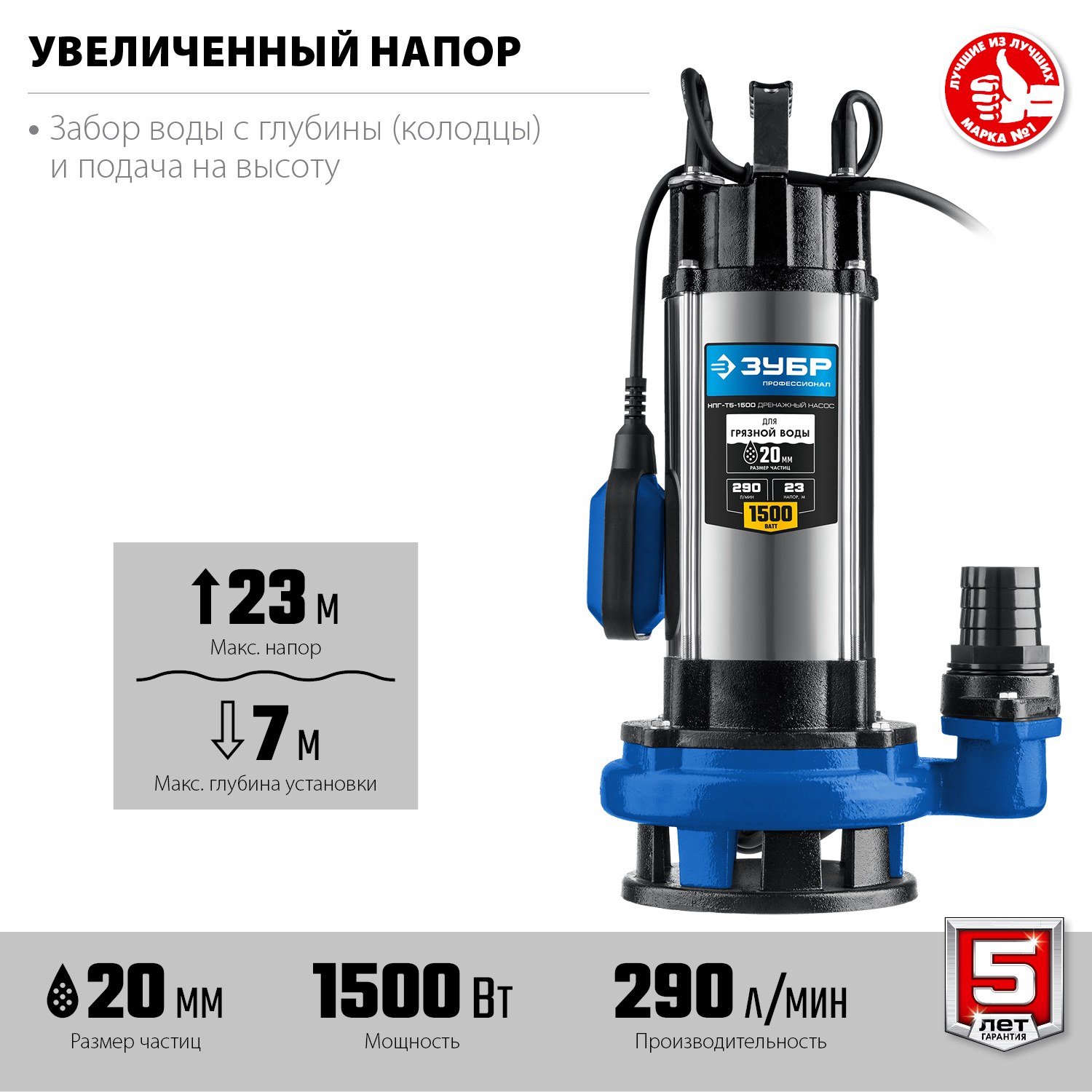Насос дренажный с большим напором НПГ-Т5-1500