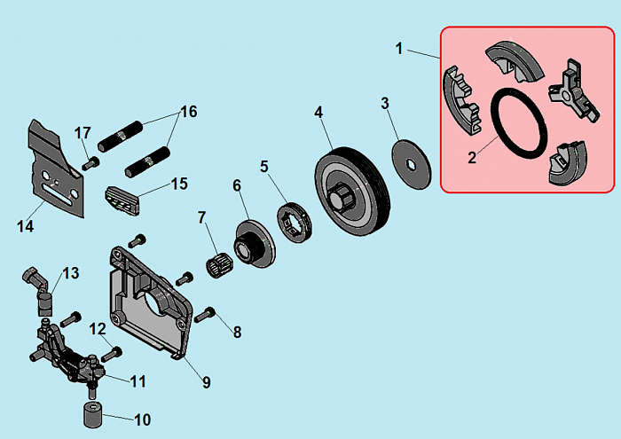 7 СЦЕПЛЕНИЕ - ЗВЕЗДОЧКА - МАСЛОНАСОС БЕНЗОПИЛА CHAMPION 251-18