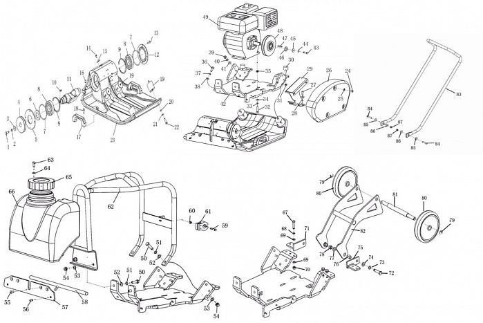 1 РЕМЕНЬ - ШКИВ - ВИБРАТОР - СЦЕПЛЕНИЕ -ПОДШИПНИКИ ВИБРОПЛИТА CHAMPION PC1150FT