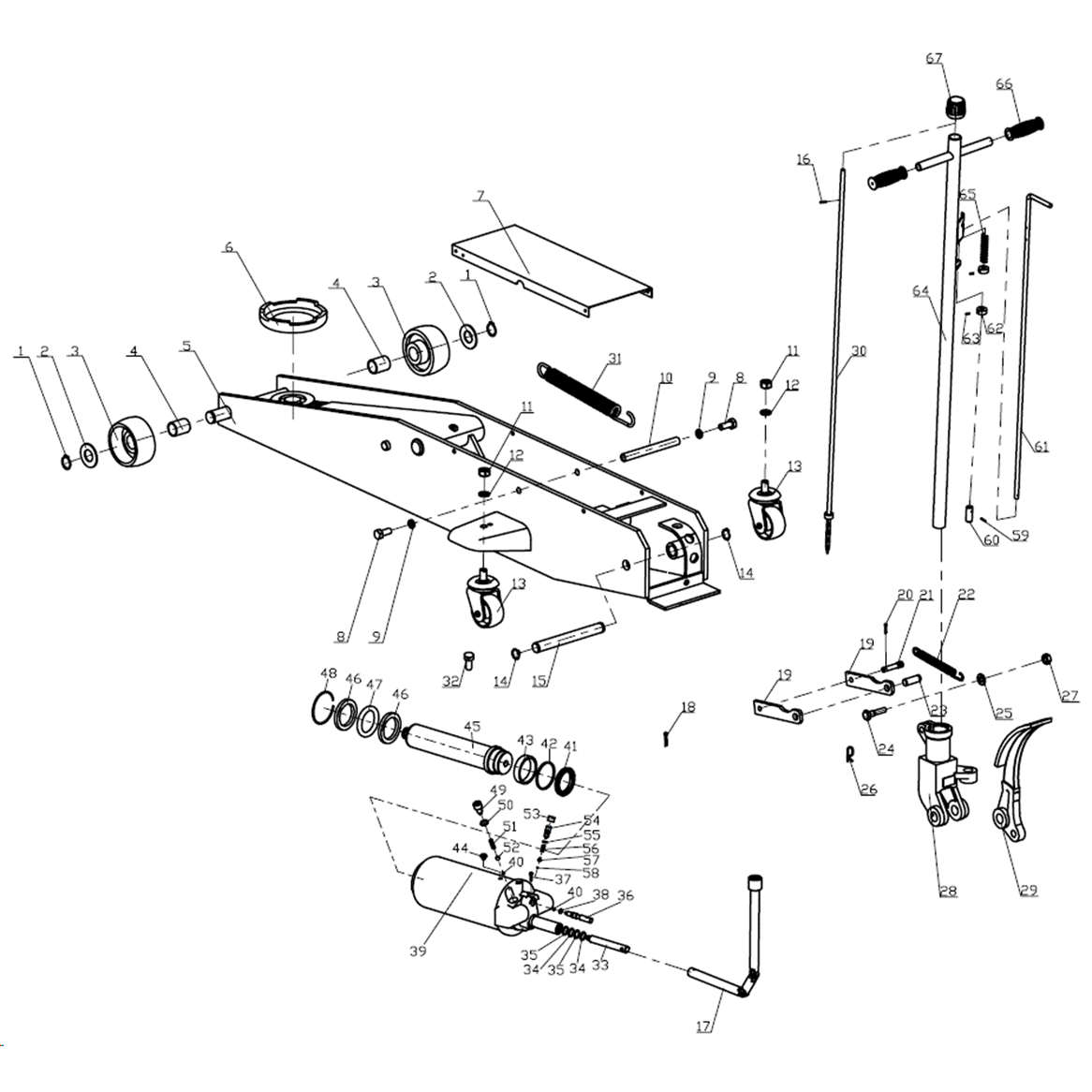 Домкраты подкатные гидравлические, модель Т-77 43055-3-K