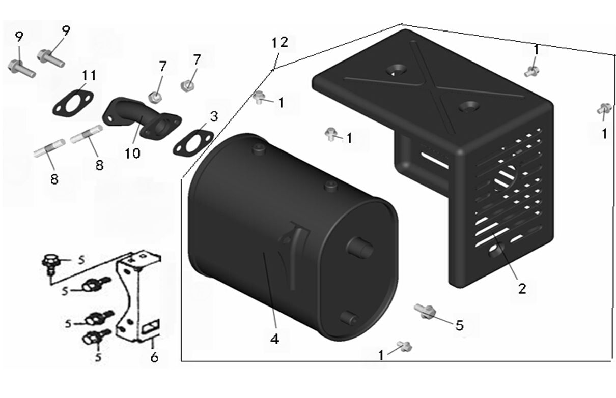 ЗАПЧАСТИ ДЛЯ ГЕНЕРАТОРА БЕНЗИНОВОГО ELITECH СГБ 8000Р (ГЛУШИТЕЛЬ)