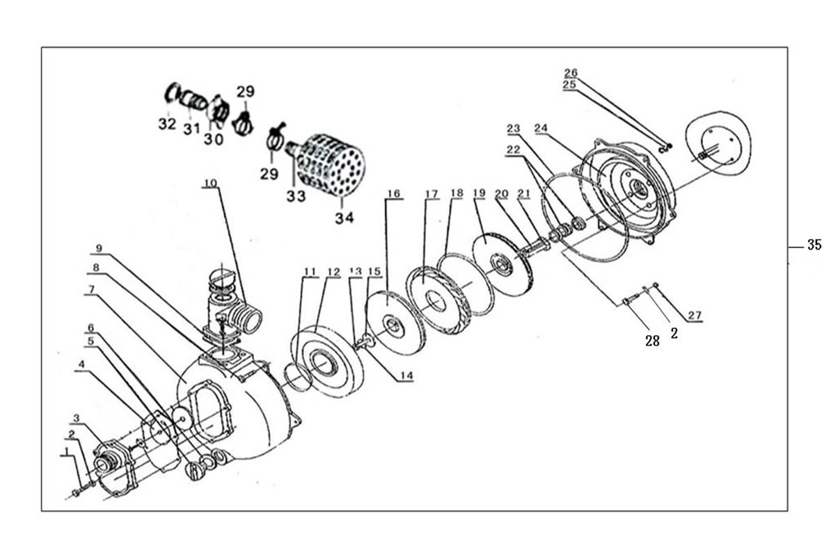 ЗАПЧАСТИ ДЛЯ МОТОПОМПЫ БЕНЗИНОВОЙ ELITECH МБ 500 Д 50 (НАСОС)