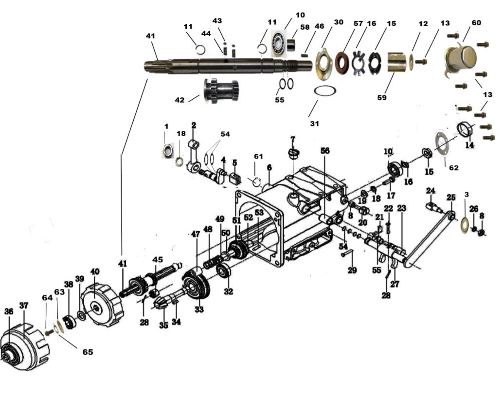 ЗАПЧАСТИ ДЛЯ МОТОБЛОКА БЕНЗИНОВОГО ELITECH КБ 600 (РЕДУКТОР 1)