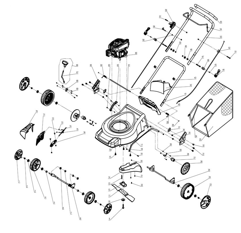 ЗАПЧАСТИ ДЛЯ ГАЗОНОКОСИЛКИ БЕНЗИНОВОЙ ELITECH К 4000B (ОБЩАЯ)