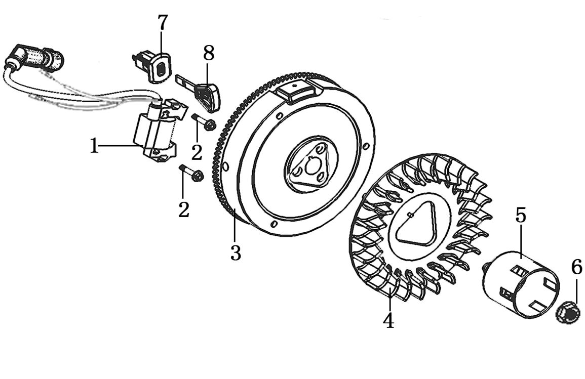 ЗАПЧАСТИ ДЛЯ ДВИГАТЕЛЯ LC185FDS (МАХОВИК, КАТУШКА ЗАЖИГАНИЯ, КРЫЛЬЧАТКА)