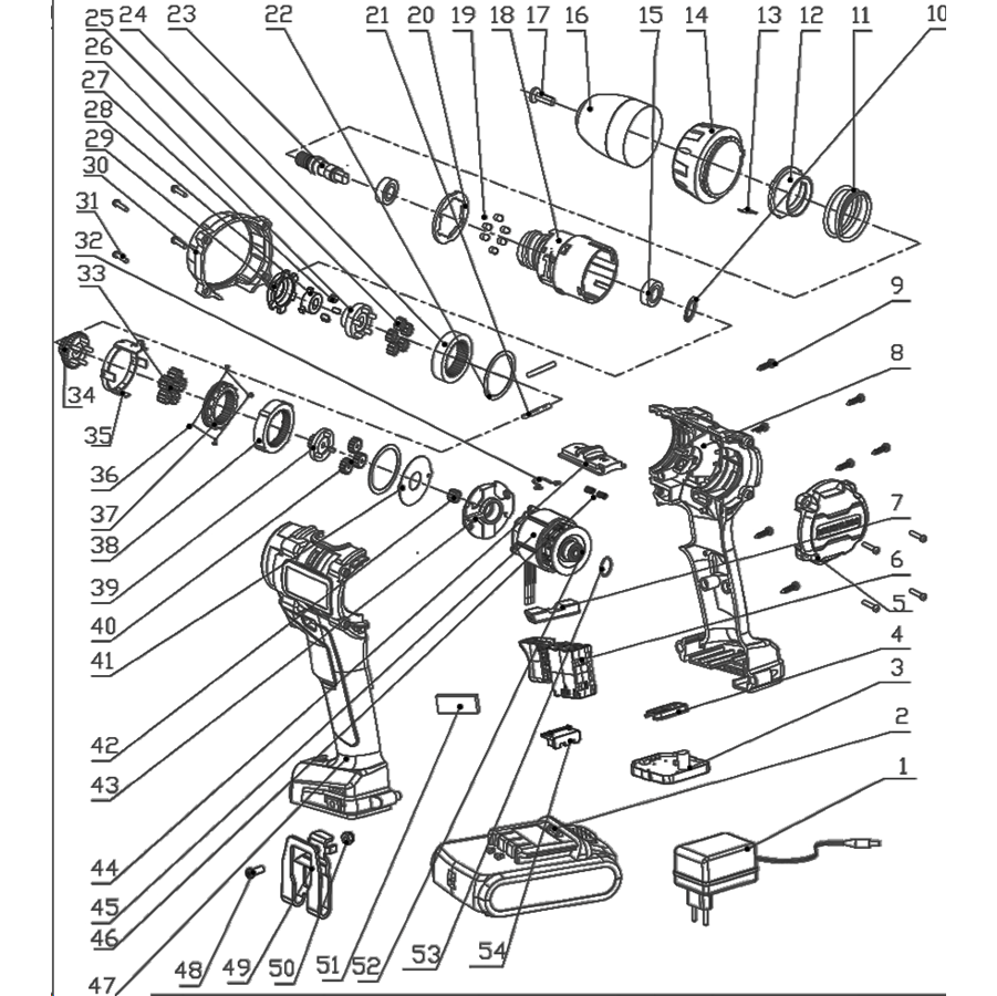 Бесщеточная дрель-шуруповерт, 1 АКБ (2 Ач), в кейсе CDB-200-1