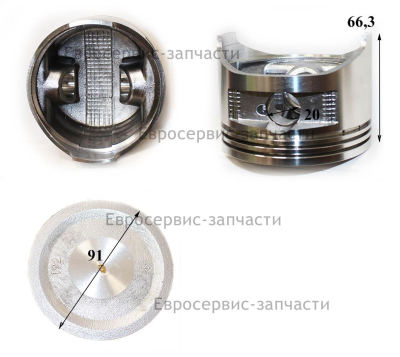 Поршень D92x20, 2х2х2.8, H66.5, 192F. СГБ 9500