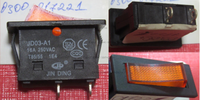 Выключатель JD03-A1 (широкая рамка, под пайку 16А 250В)