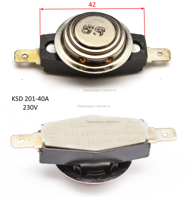Термореле KDS201-40A, T128, 40A, 230В, 95°C, 19х40-19