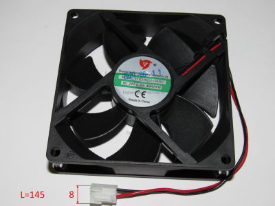 Вентилятор 92х92х25, 24В, 0.3А, L145, разъём 8. АИС 50Plasma