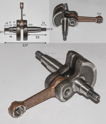 Коленвал с шатуном D15в-15в-12в-рзб.ММ8 d13-гол. шат. H33 9606-904301 8440-989107-000: Т1250.Т25.Т30
