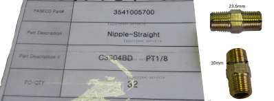 Ниппель фитинг горелки 1/8"-M-M 3541-0057-00: ТП117ДП.ТП150ДП.
